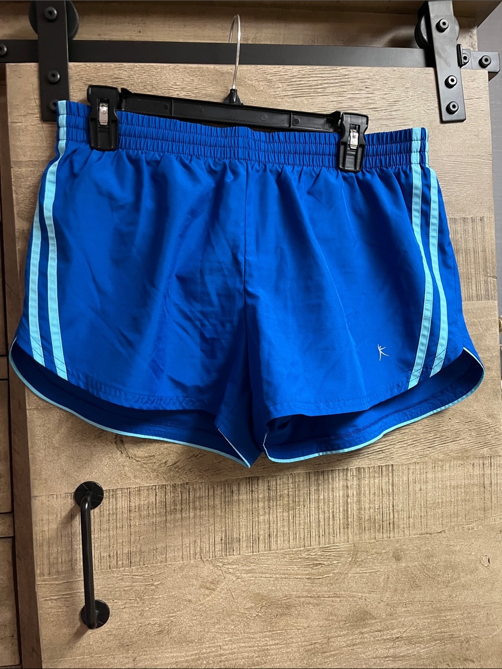 Danskin Now Royal Blue Athletic Shorts with Light Blue Stripes